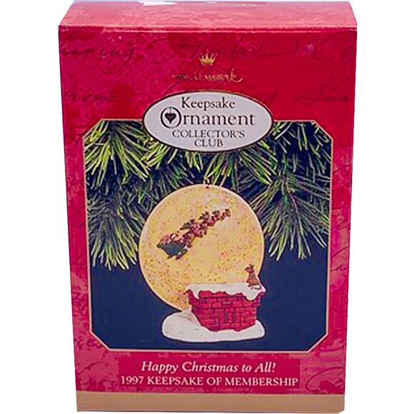 1997 Hallmark Keepsake Happy Christmas to All Collector's Club Ornament in Box - Picture 1 of 6
